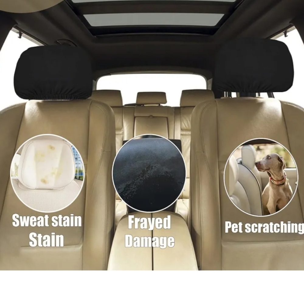 2 Piece Black Headrest Protectors Covers